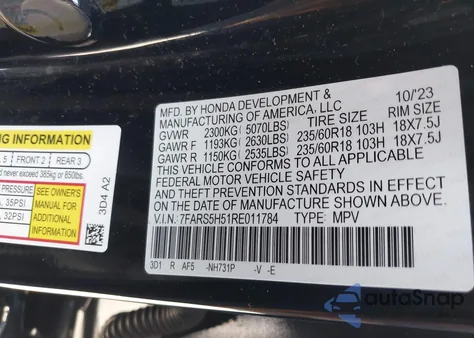 2024 Honda Cr-V Hybrid Sport z USA, uszkodzony, nr VIN 7FARS5H51RE011784
